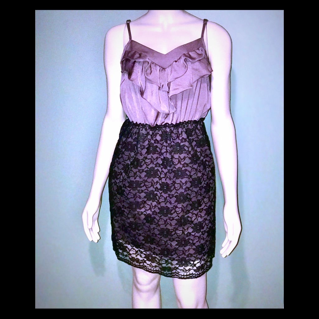 Xhilaration Purple & Black Lace Minidress (S)
